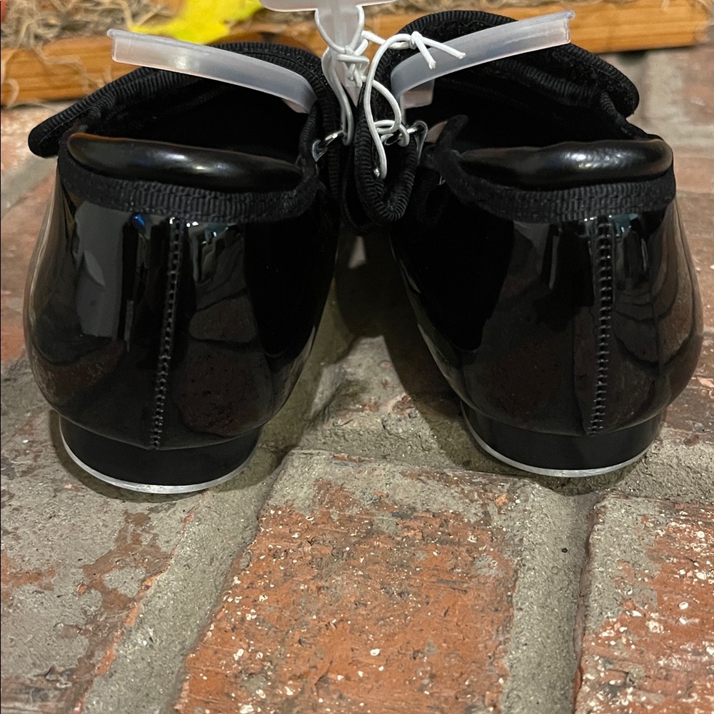 Danskin Glossy Black Dance Tap Shoes Sz 1 - Picture 5 of 9